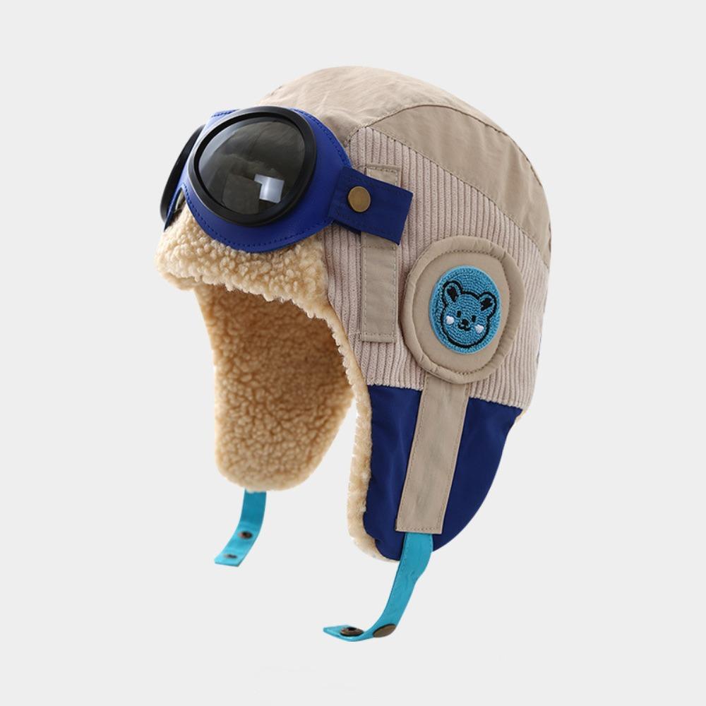 Зимняя теплая детская плюшевая пилотская шапка, мягкая, милая, детская шапка с ушками и очками, наушники, шапка Лэй Фэна, для улицы