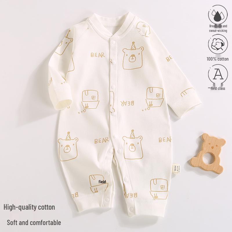 2025 New Pure Cotton Baby Jumpsuit for Spring, Autumn, and Winter - Newborn Toddler Inner Wear