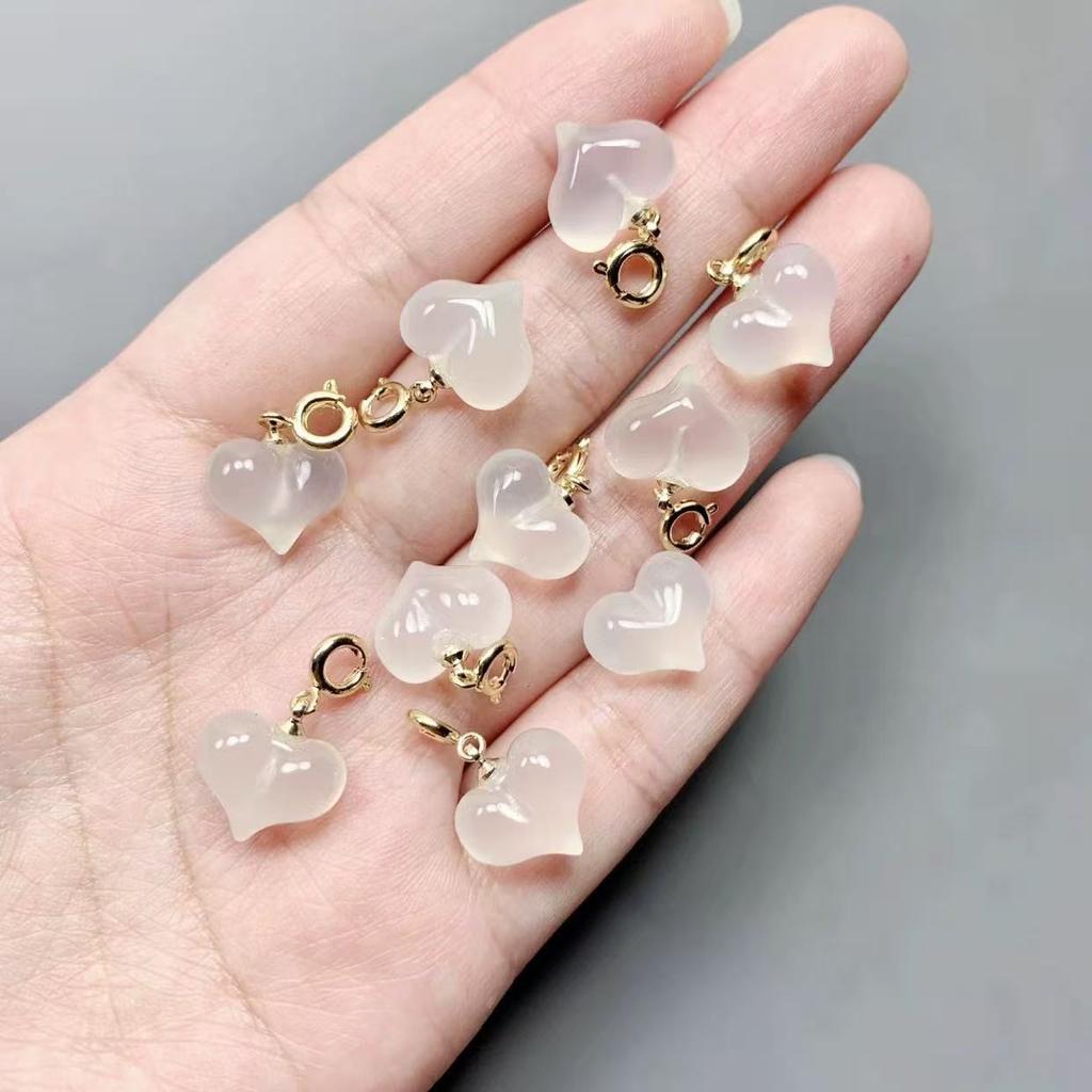 Summer Cool White Agate Necklace Pendants Mini Star Heart Calabash Cat Paw Flower Lucky Bag Shape Natural Clear Carnelian Charms