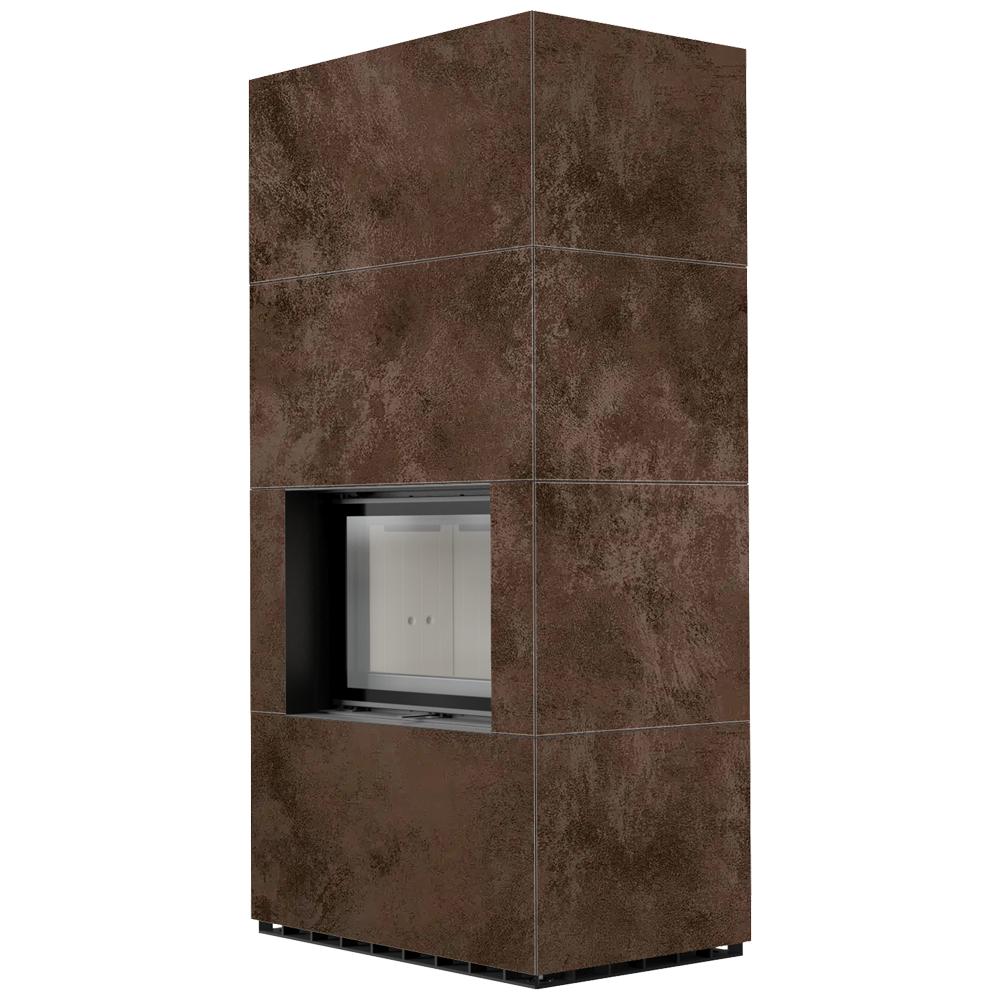 Модульный камин KRATKI FLOKI BOX 8 кВт Ø 160 кварцевый спекатель OXIDE MORO самозакрывающаяся дверца