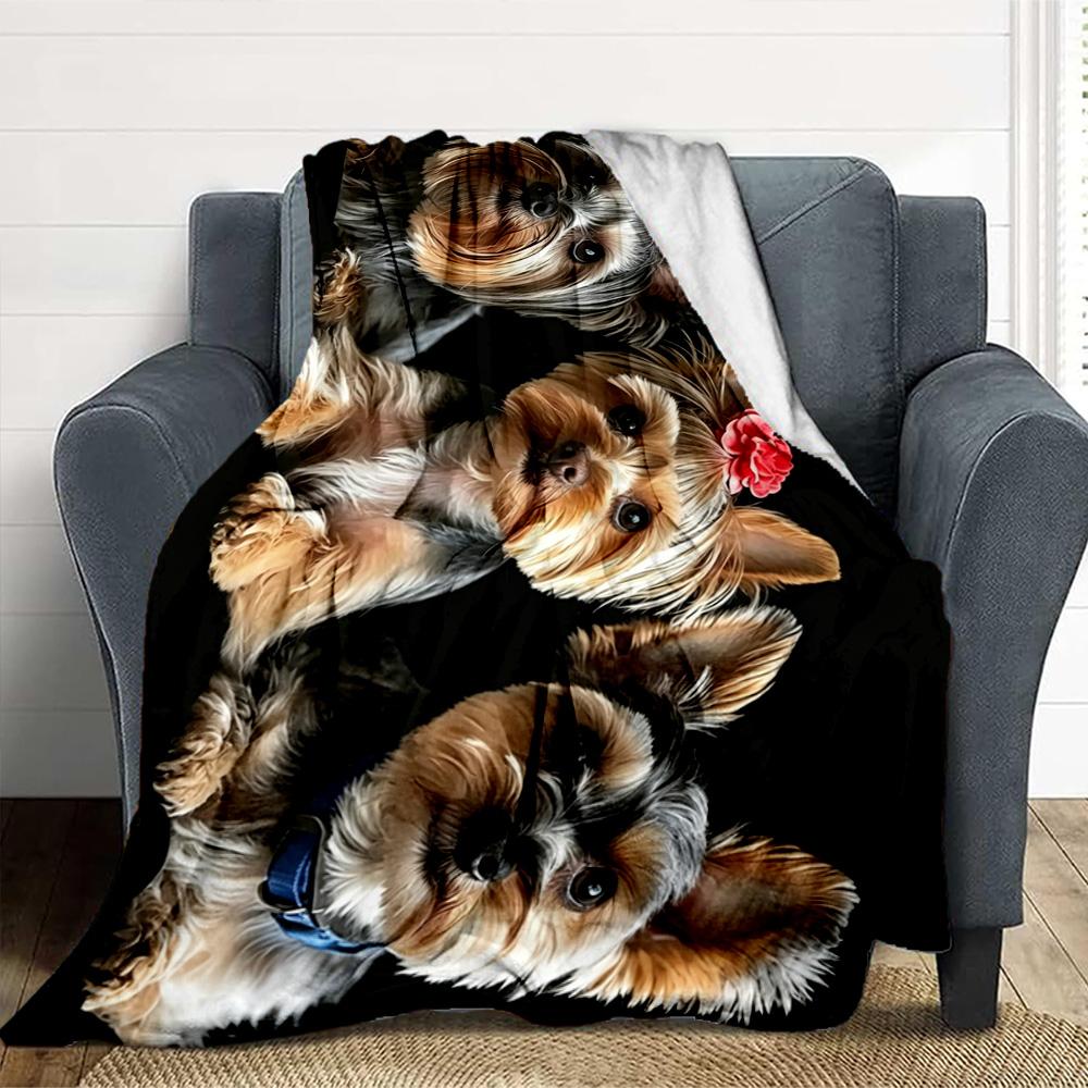 Yorkie Trio Flannel Blanket Throw Blanket Soft Warm Sofa Bed Camping home Decor Unique Christmas Gift C926351