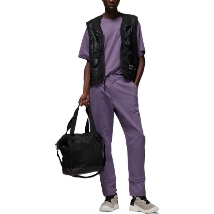 Jordan T Shirts Men's Purple Crew Neck Moderate Straight Fit DQ7357-553