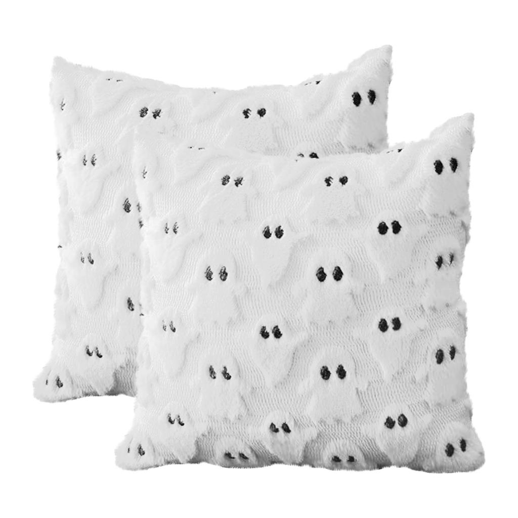 Чехлы для подушек на Хэллоуин 18x18 дюймов, белые наволочки, мягкие плюшевые наволочки из искусственной шерсти для дивана, наволочки для стула, дивана, спальни, домашнего декора