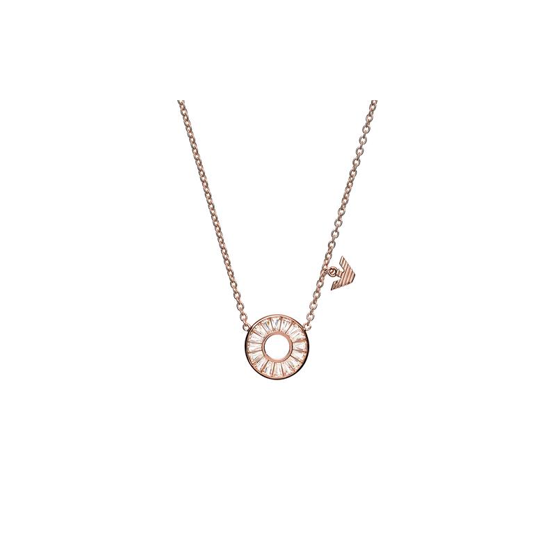 Emporio Armani Square Diamond Fashion Safety Buckle Ferris Wheel 925 Silver Necklace Women's Rose gold F basic packaging-brand original box