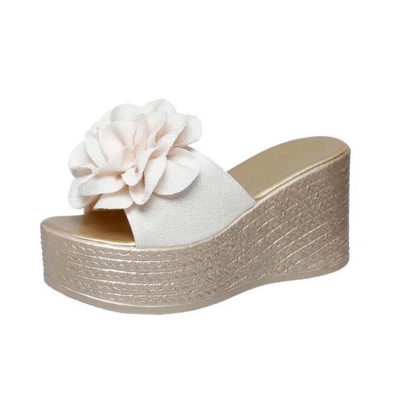 Женские тапочки, новые летние туфли с открытым носком, на толстой подошве, повседневная мода для женщин