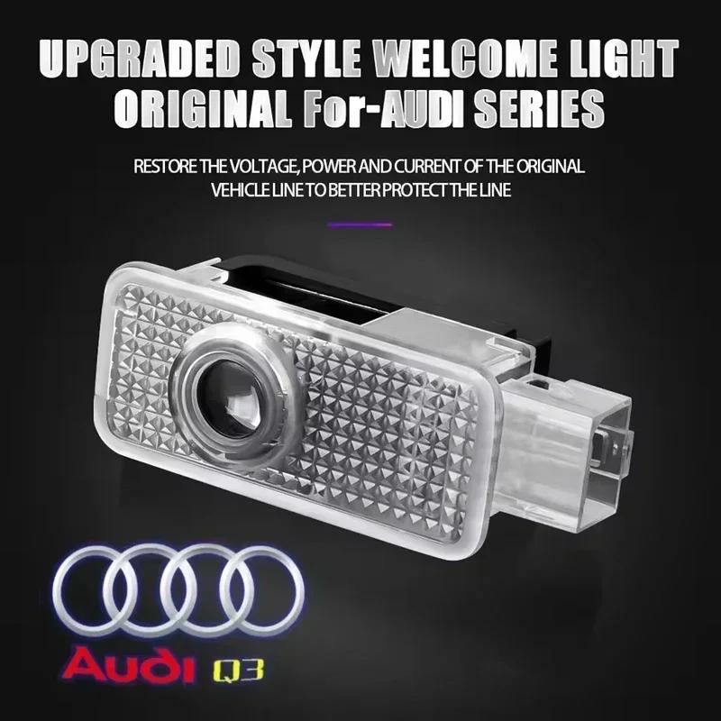 For Audi 2pcs Car HD Projector Lamp LED Door Welcome Light Sline Quattro RS S4 S5 S6 S7 S8 A3 A4 A5 A6 A7 A8 Q7 RS5 RS6 RS7
