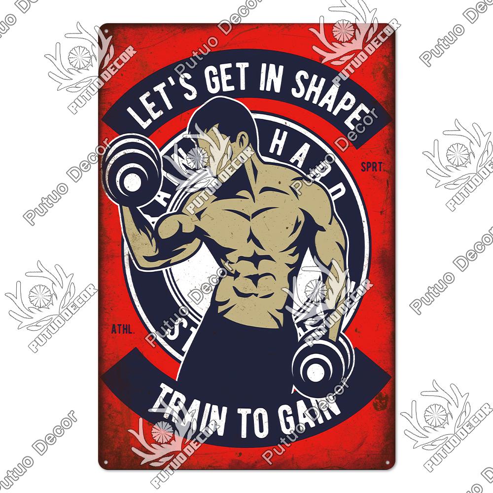 Mfoever Tin Sign Decor Gym Vintage Tin Signs Plaque Metal Plates Retro Posters Work Out Wall Art Decorative for Home Man Cave Gym Room
