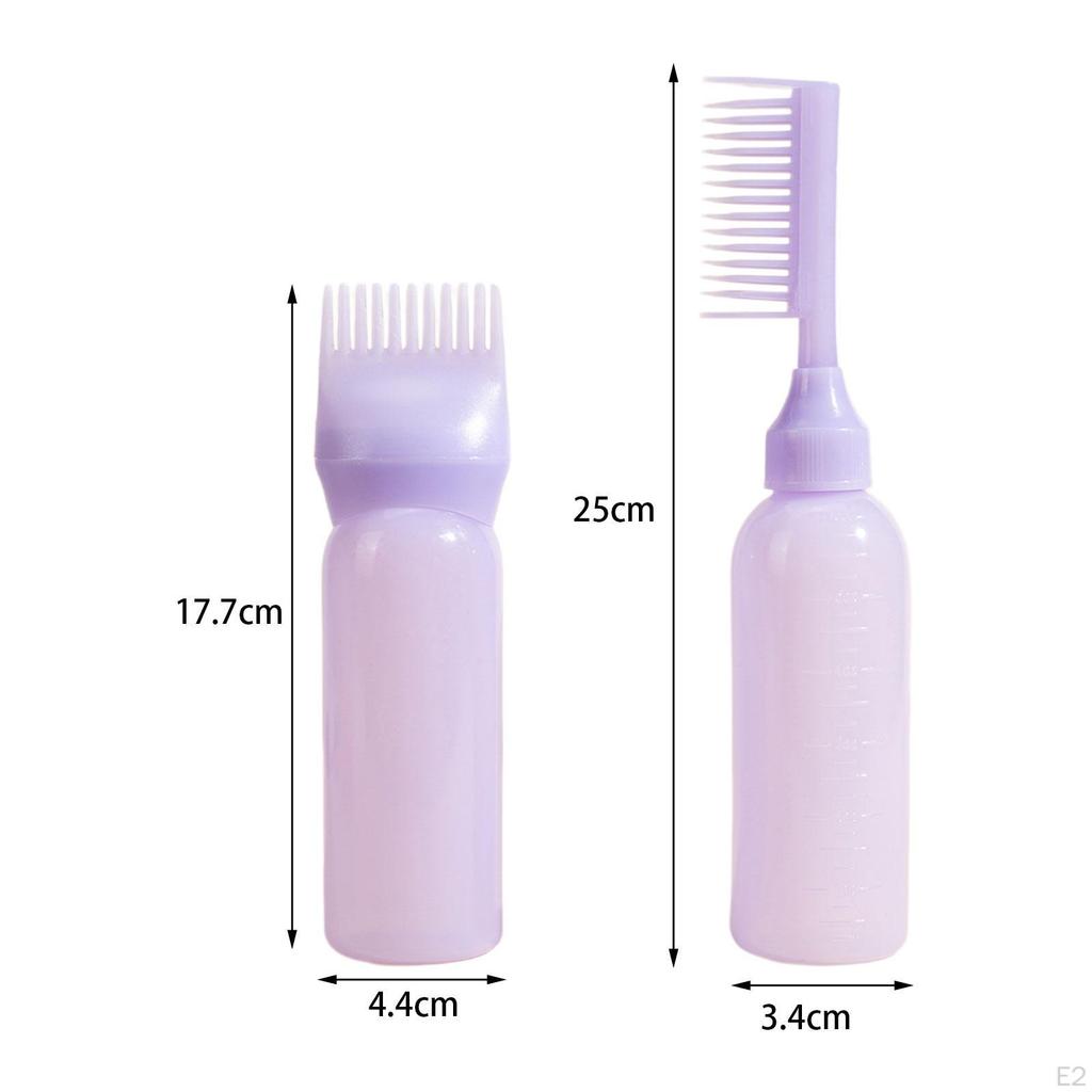 2 Bottles Comb Hair Oil Brush Dye Bottle for Dyeing Permanent Hairdressing Tool