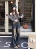 Women's High-Waist American Retro Distressed Wide-Leg Jeans for Spring