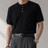 Melting Brown Men S Henley Neck Solid Short Sleeve Knit