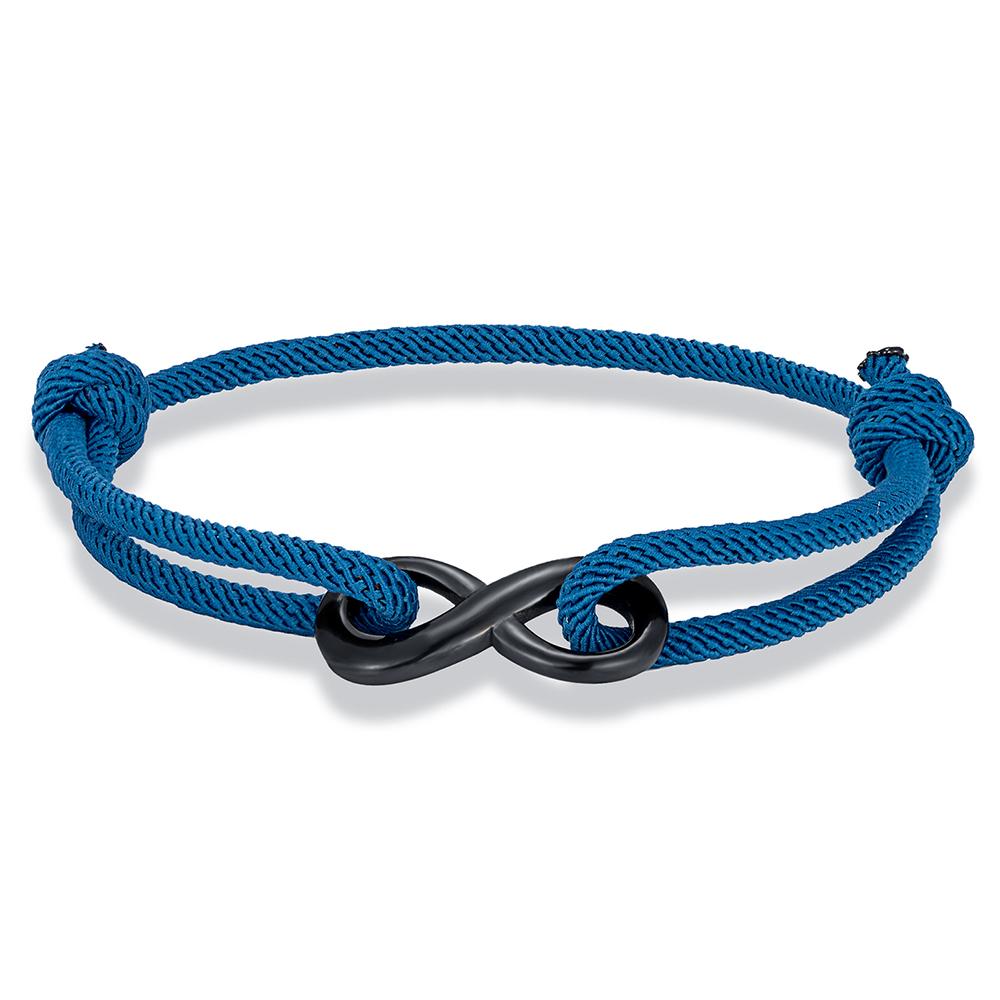 Personalized Infinity Bracelet Adjustable Braided Rope Bracelet For Couple Black Stainless Steel Matching Jewelry Gifts