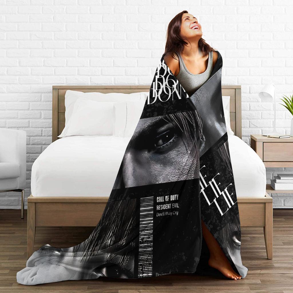Leon Kennedy Resident Evil Flannel Blanket Super Soft Throw Blanket for Outdoor Camping Fluffy Bedspread Sofa Bed Cover