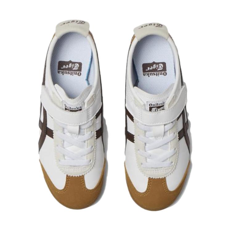 ONITSUKA TIGER Mexico 66 Kids Comfortable Versatile Non-Slip Durable Support Low-Top Casual Shoes Kids Sneaker White Brown 1184A049-113