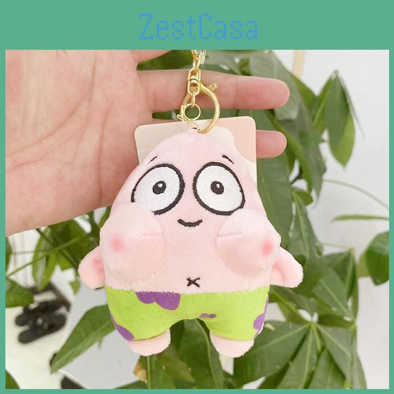 Soft Short Plush Spongebob And Patrick Star Figurine Keychain With Cute Design