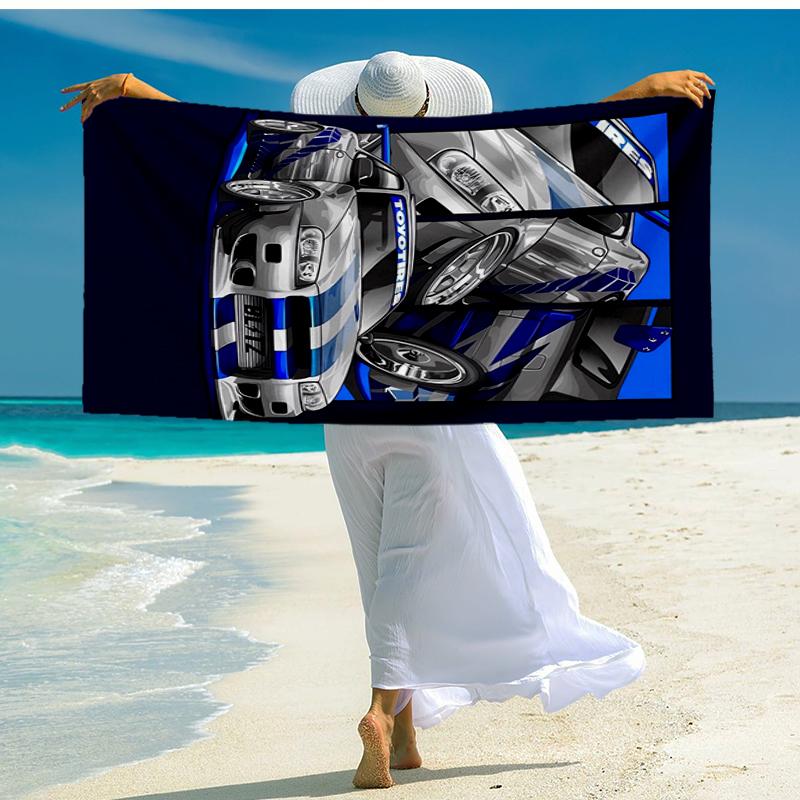Ultra-Soft Beach Towel with Racing Theme,Ideal for Pool - Camping, Diving - Perfect Travel Essential, Vibrant Beach Towel.