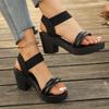 Модные женские сандалии на массивной платформе с эластичной лентой, модные черные сандалии на танкетке для женщин, летняя обувь на толстой подошве, нескользящая пляжная обувь