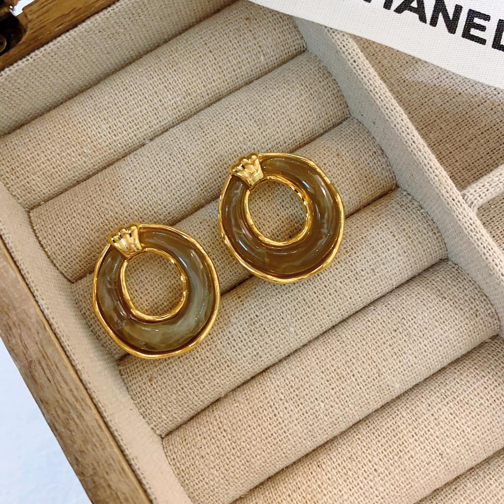 Серебряные игольчатые овальные серьги Простой дизайн Серьги из смолы Sense Fashion Personality Temperament Серьги