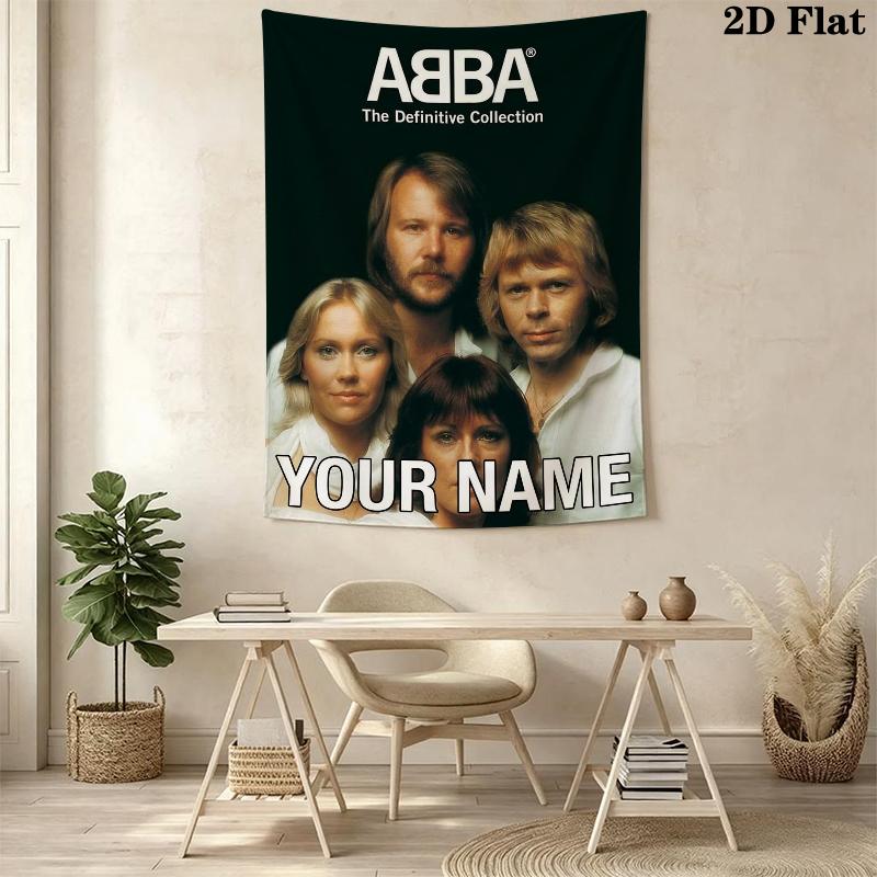 Custom Name ABBA Wall Tapestry Aesthetic Wall Hanging Printed Fabric Blanket Decorative Tapestries for Bedroom Living Room Home Decor