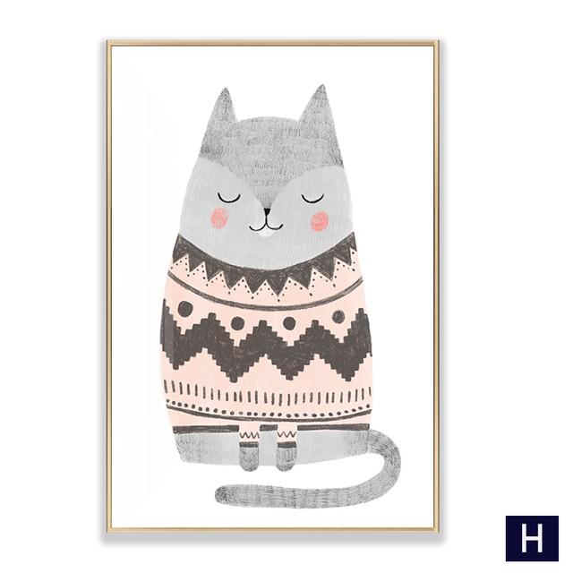 Лиса Кролик Медведь Олень Детская Настенная Картина Холст Картины Плакаты Мультфильм Животное в Свитере Принт Настенные Панно Декор Для Детской Комнаты