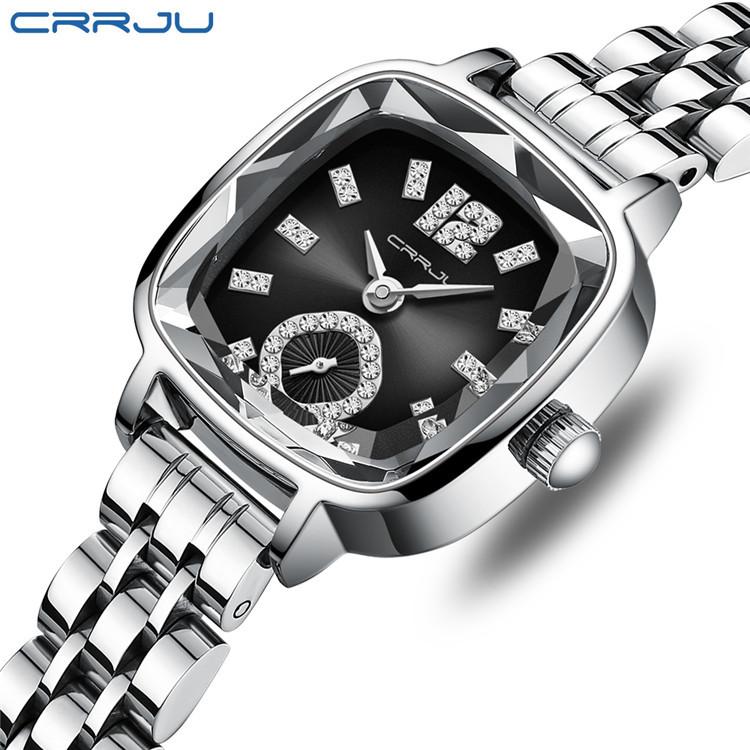 CRRJU New watch5014Women's Watch Stainless Steel Strap Simple Square Business Fashion Watch
