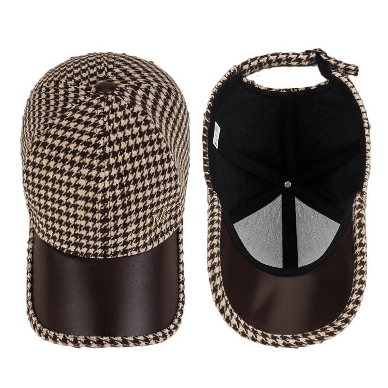 Бейсболка из шерсти с узором «гусиная лапка» для женщин, солнцезащитная кепка с козырьком