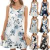 Women's Casual Fashion Floral Print Round Neck Sleeveless  Dress