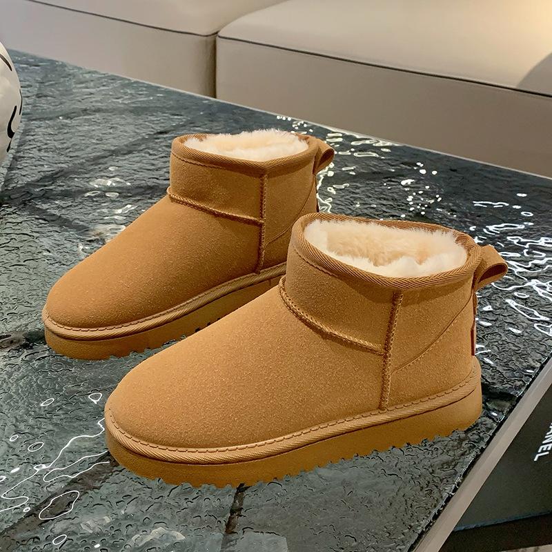 Зимние женские ботинки для снега с плюшевым утеплителем и толстой хлопковой подошвой