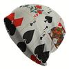 1pc Men's Street Style Poker-Themed Knit Hat - Creative Playing Card Face Pattern, Durable Knitted Fabric, Comfortable Stretch Fit, Casual Outdoor Hat