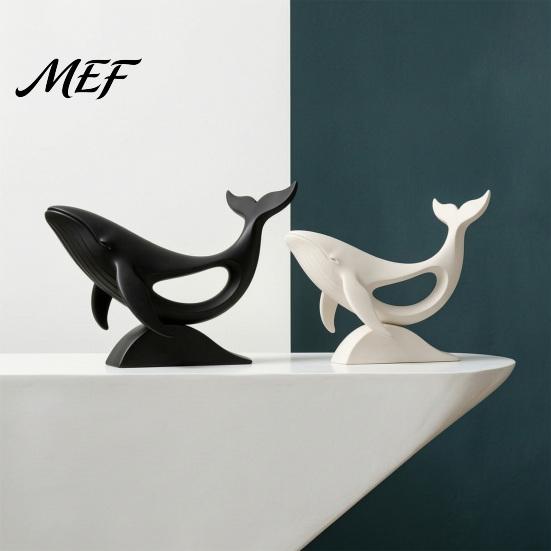 Modern Interior Decor Minimalist Hollow Whale Figurine, 3D Printed Matte Animal Sculpture for Office Table Ornament Home Desk Decor, Statues