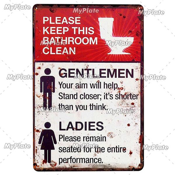[MyPlate] Bathroom Rules Vintage Metal Sign Plaque Toilets Tin Sign Wall Decor For Pub Club Man Cave Bar Decoration Tin Plates