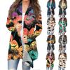 Women's Fashion Casual Halloween Printed Medium Length Cardigan Jacket Coat