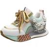 Fashion New Lace Up Iridescent Pearl Chain Decorative Women's Vulcanized Shoes Women's Platform Sneakers  Zapatos De Mujer  Women Shoes