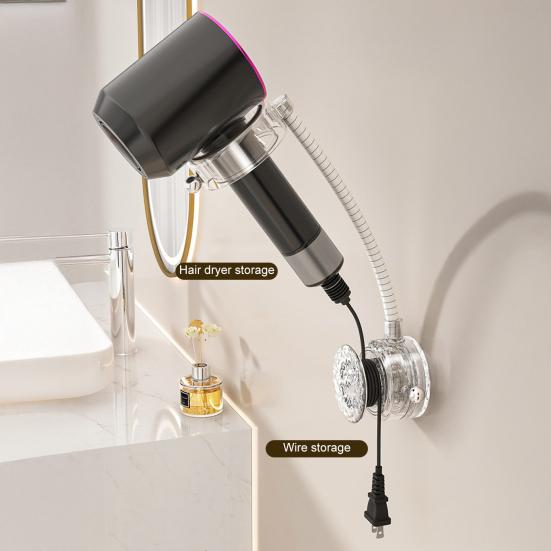 Настенный держатель для фена Настенное крепление Присоска Подставка для фена с регулируемым углом