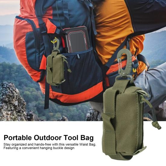 Уличная портативная поясная сумка Водонепроницаемая ткань Оксфорд Многофункциональный рюкзак Подвесной EDC-инструмент Кошелек для хранения монет, ключей, карт Аксессуары для кемпинга и пешего туризма