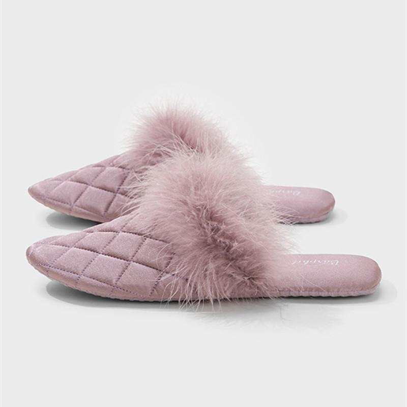 Fashion Fashion Feather Decoration Design Slippers Women Comfort Lightweight Soft Sole Home Slippers Elegant Non Slip Zapatos De Mujer
