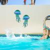 LIFFY Metal Jellyfish Wall Decor - Ocean Tropical Fish Wall Art - Glass Metal Fish Wall Decor for Pool, Beach, Bathroom, Living Room, Bedroom -