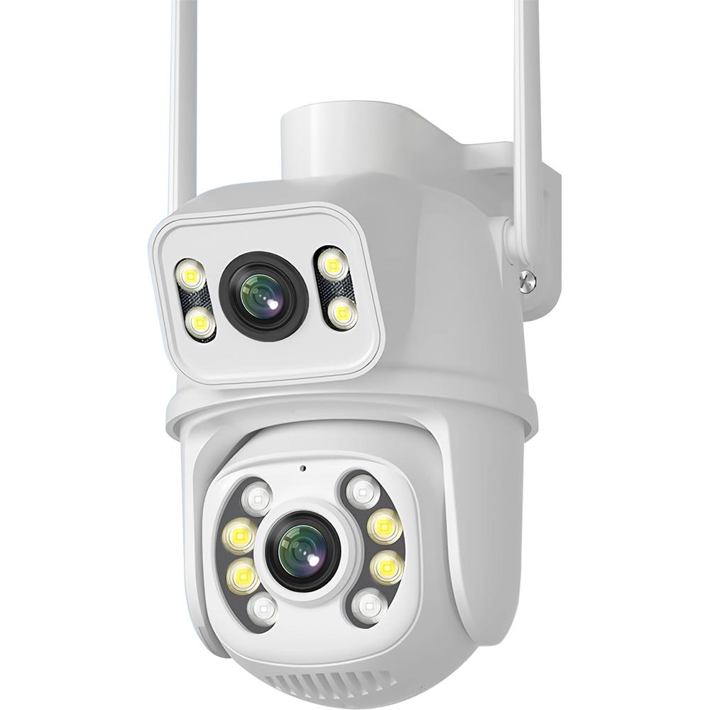 New EU 8MP 4K WIFI IP Camera PTZ Dual Lens with Dual Screen Ai Human Detect Night Vision Outdoor Wifi Surveillance Camera ICsee CCTV Video