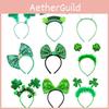 St. Patrick's Day Green Clover Hair Band Elf Hat Headband Set