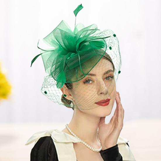 Fascinator Hat Sheer Mesh Large Flower Veil Retro Elegant Photo Prop Hair Accessory Women Wedding Cocktail Tea Party Bridal Cap Party Wear