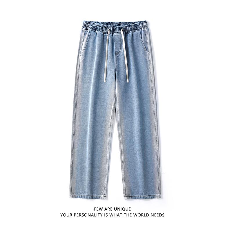 Мужские осенне-зимние корейские свободные покройные джинсы с широкими штанинами