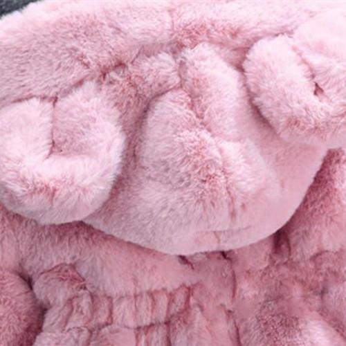 Зимняя одежда для девочек. Теплое детское пальто из искусственного меха с ушками для девочек.