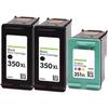 Pack of 3 Compatible HP 350-351 XL Black & Color for DeskJet, OfficeJet & Printers; PhotoSmart HP