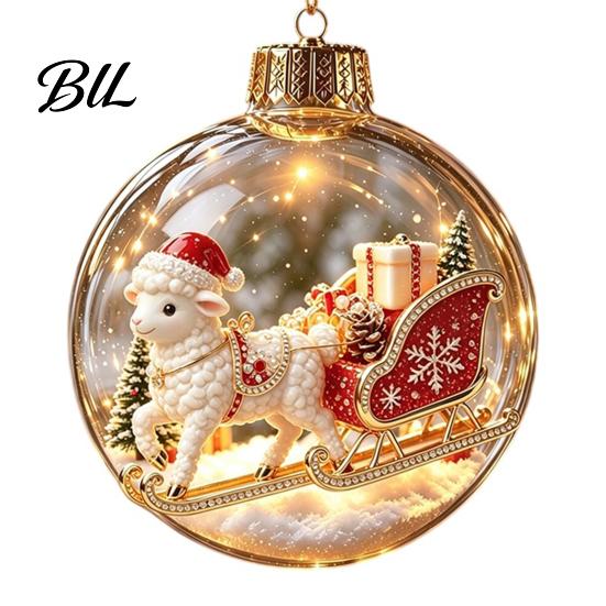 Decorative Hanging Balls Glowing Christmas Story Ornament, Light?Up Mini Holiday Scene Ball with Warm Garden Party Ornaments LED Light, Clear
