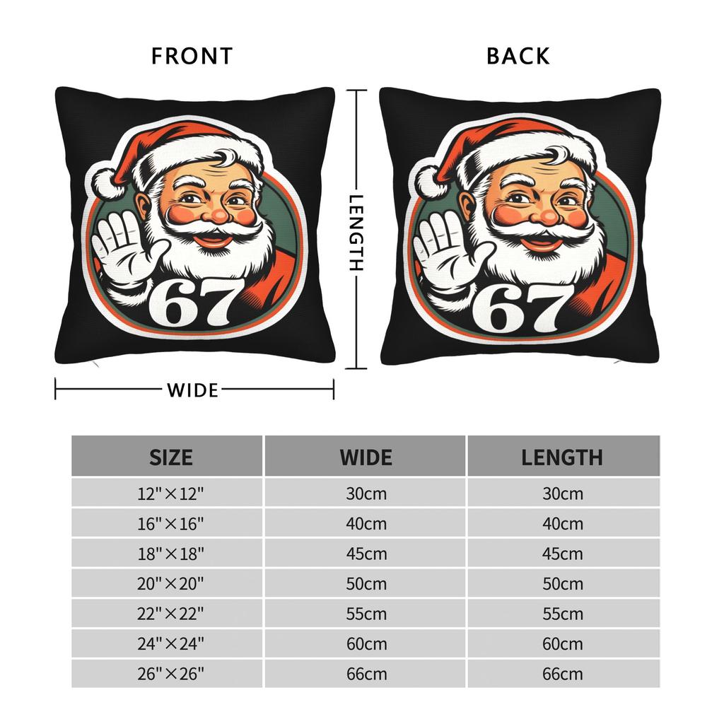 67 Christmas Funny Six Seven Meme Brainrot Santa Claus Pillowcases Retro Trendy Pillow Case Decor Square Pillow Cover