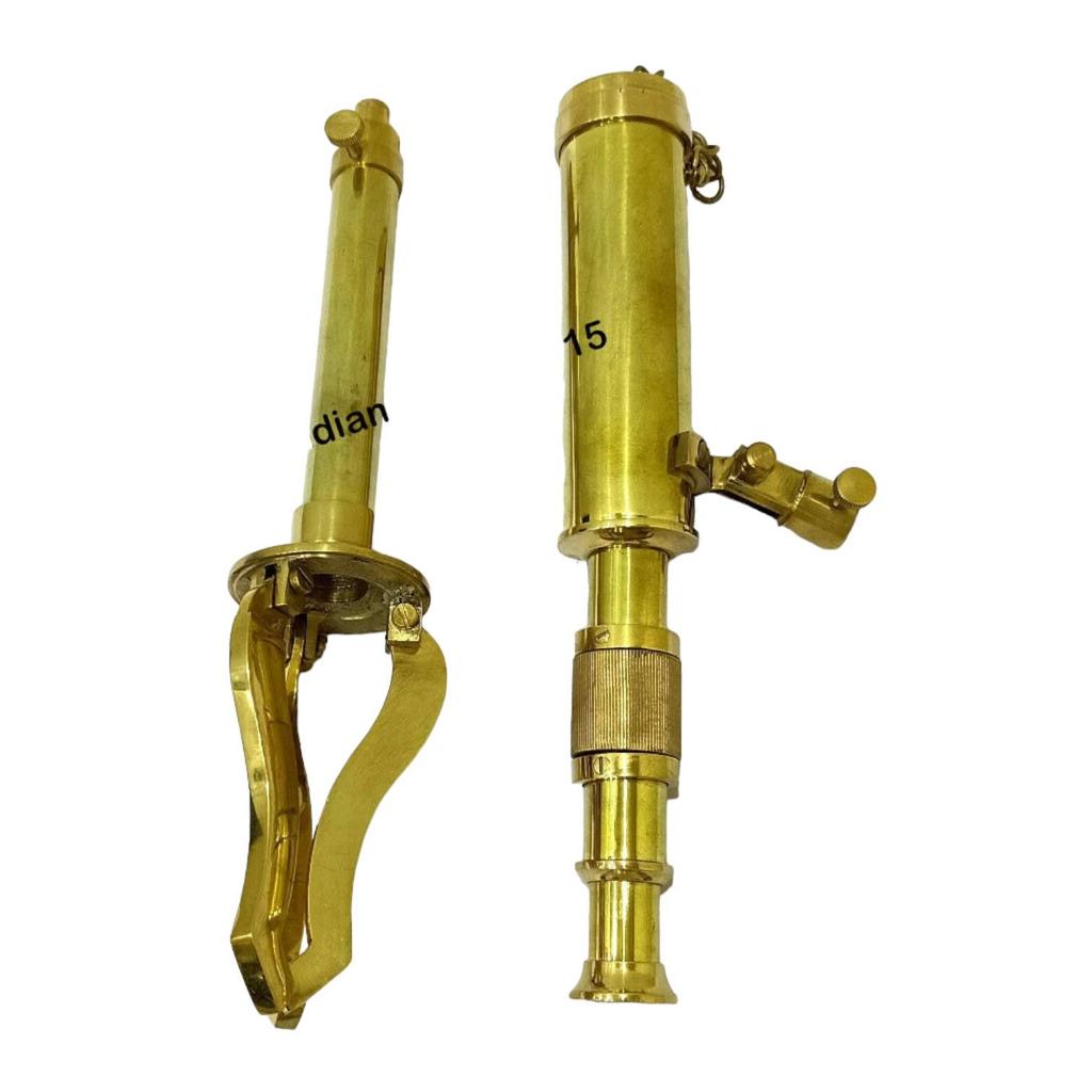 Nautical Brass Marine Telescope With Wooden Tripod Stand Collectible Desk Decor