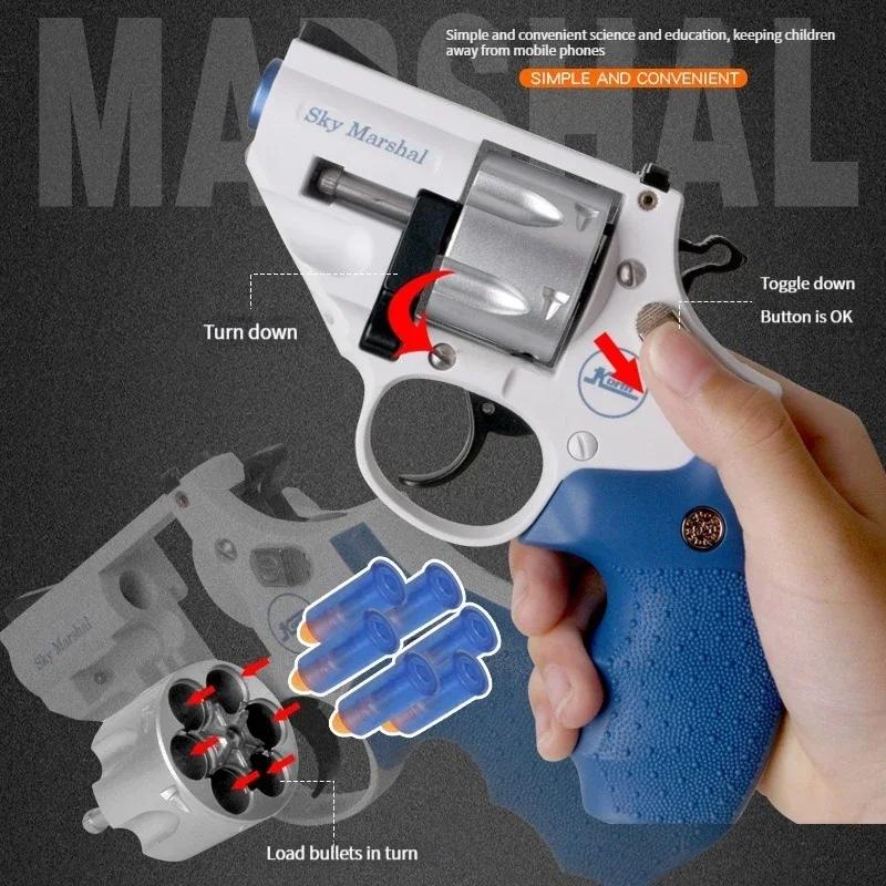 9mm Revolver Toy Pistol Handgun Blaster Soft Bullet Toy Gun Airsoft Weapons Adults Boys Christmas Gifts