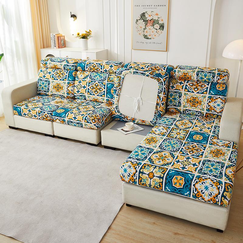 Геометрический чехол на подушку сиденья дивана, защита для мебели, высокоэластичный чехол для дивана для домашних животных, детей, эластичный, моющийся, съемный накидной чехол