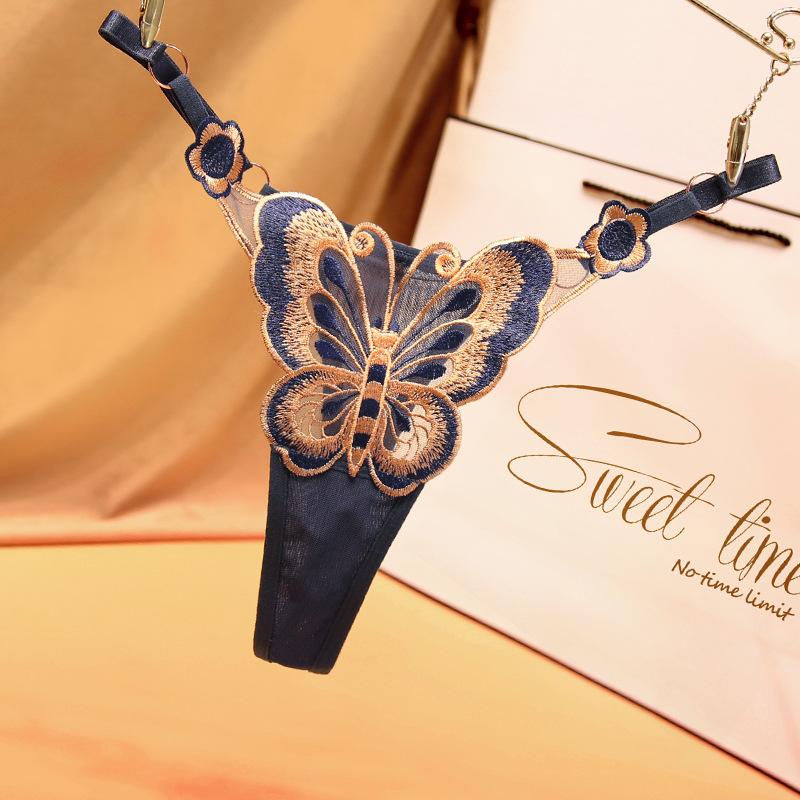 Heart Mesh Underpants Women's Low Waist Transparent Sexy Black Red T-string Panties