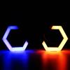 1Set 12V 24V RGB Hexagon Angel Eyes Halo Rings Retrofit Headlight Car Motorcycle Switchback White DRL+Amber Turn Signal Light