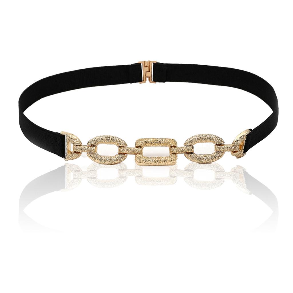 Women Elastic Skinny Waist Belt, Faux Leather Stretch Thin Waistband, Alloy Buckle Decorative Narrow Belt for Dresses Blazer